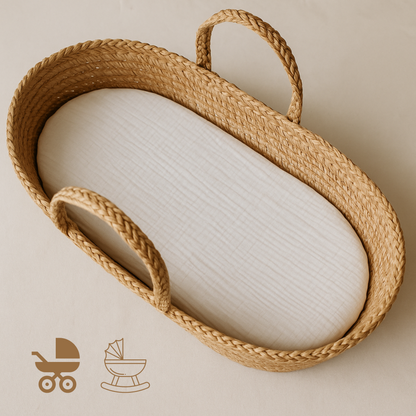 Sábana Bajera de Muselina para Capazo - Suavecita como una nube, práctica como te gusta.