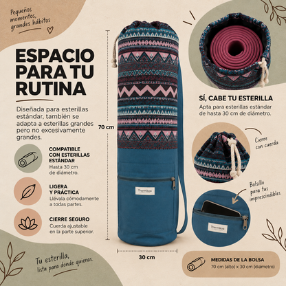 Bolsa XL para Esterilla de Yoga | Tu Esterilla Protegida y Fácil de Llevar (Azul)