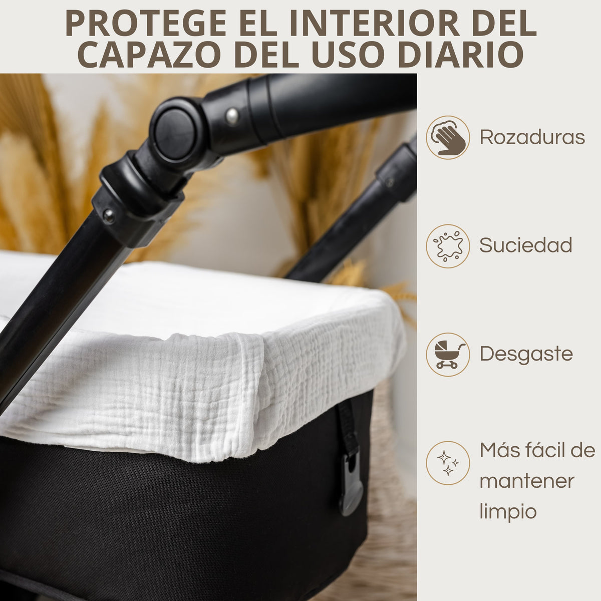Set Completo para Capazo: Cubre Capazo + Bajera + 2 Salvababas | Todo a Juego y Protegido