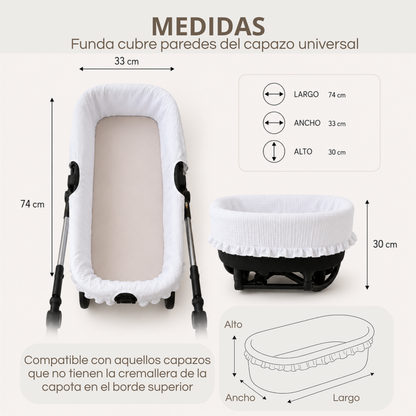 Funda Cubre Paredes del Capazo de Bambula con Volantes