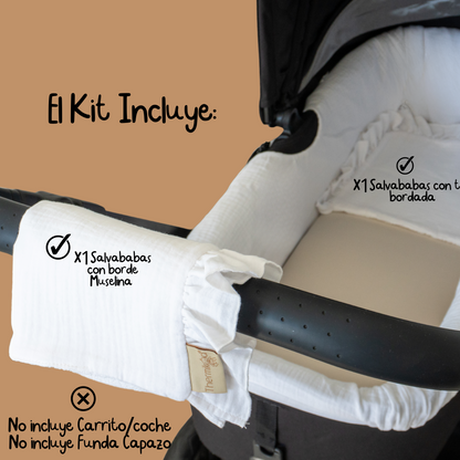 Pack de 2 Salvababas para Capazo y Cuna con Tira Bordada - Protección con ese toque especial