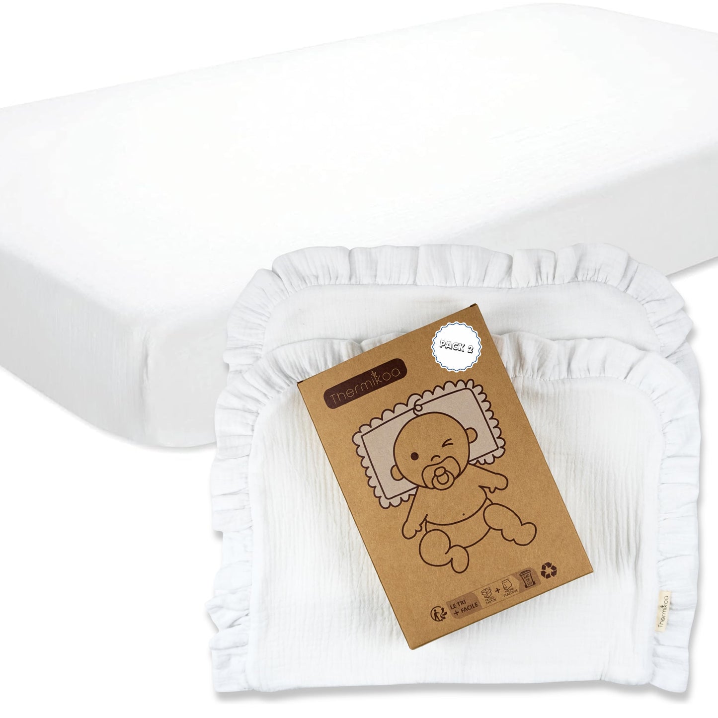 Kit Sábana Bajera + 2 Salvababas para Capazo o Minicuna - Lo esencial para su nidito (sin complicarte la vida)