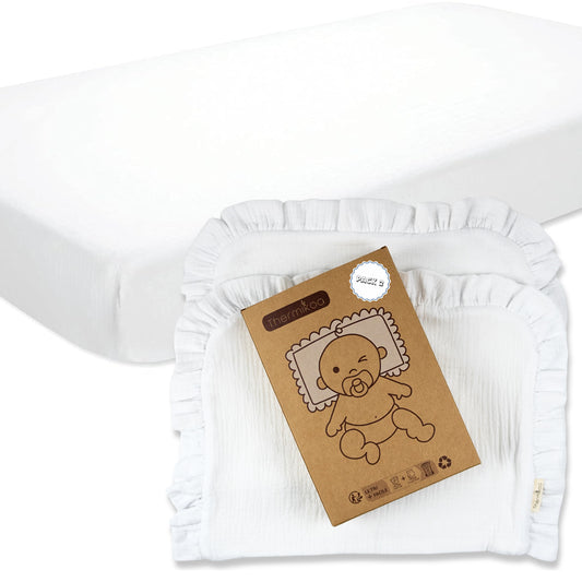 Kit Sábana Bajera + 2 Salvababas para Capazo o Minicuna - Lo esencial para su nidito (sin complicarte la vida)