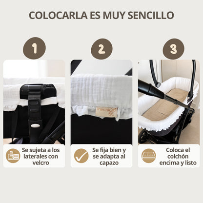 Cubre Capazo de Muselina con Volantes | Protege y Renueva el Interior