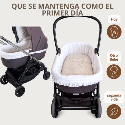 Cubre Capazo de Muselina con Volantes | Protege y Renueva el Interior