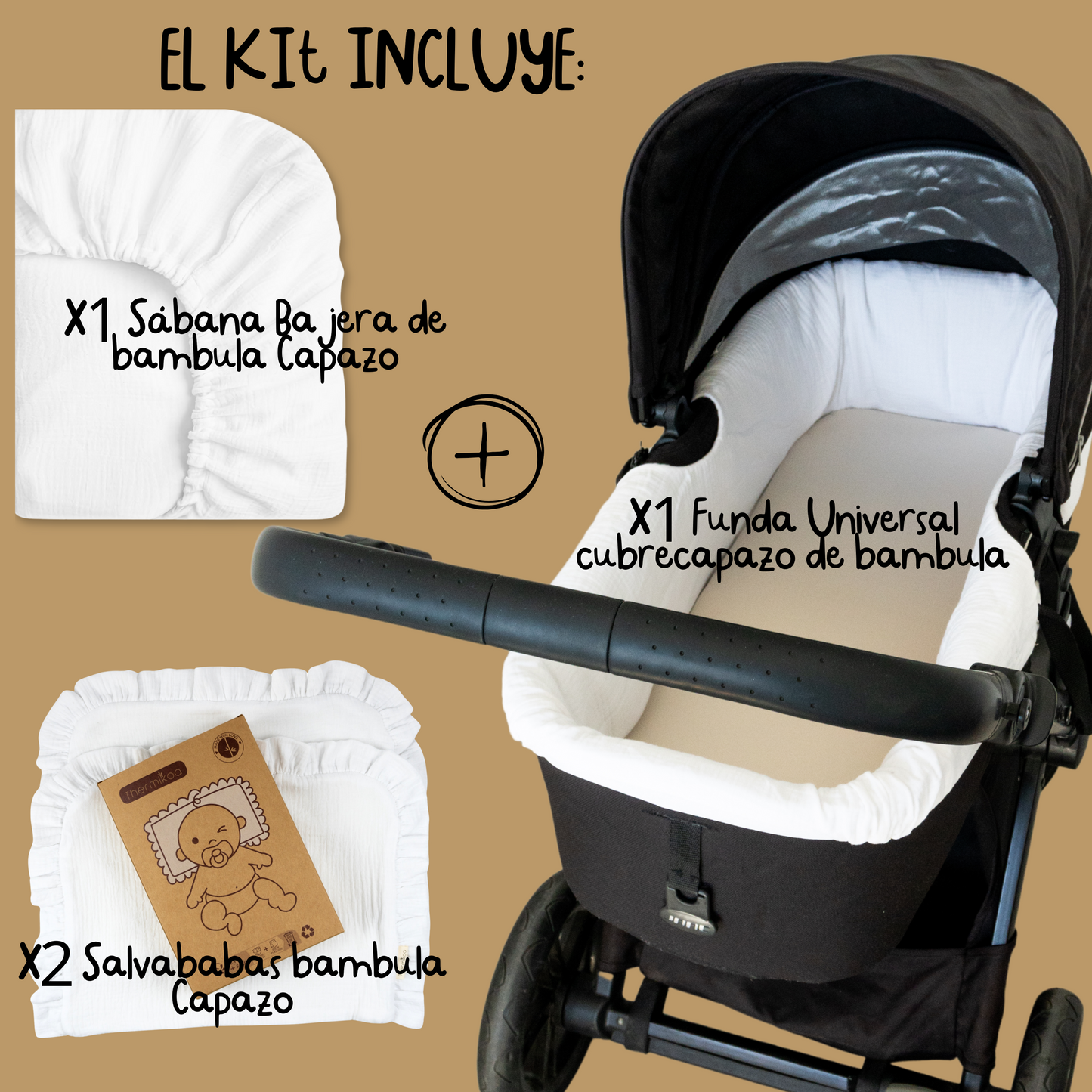 Kit Funda Capazo Universal de Bambula  + Sabana Bajera + Salvababas Bebé