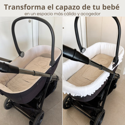 Cubre Capazo de Muselina con Volantes | Protege y Renueva el Interior