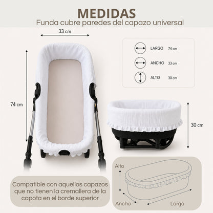 Cubre Capazo de Muselina con Volantes | Protege y Renueva el Interior