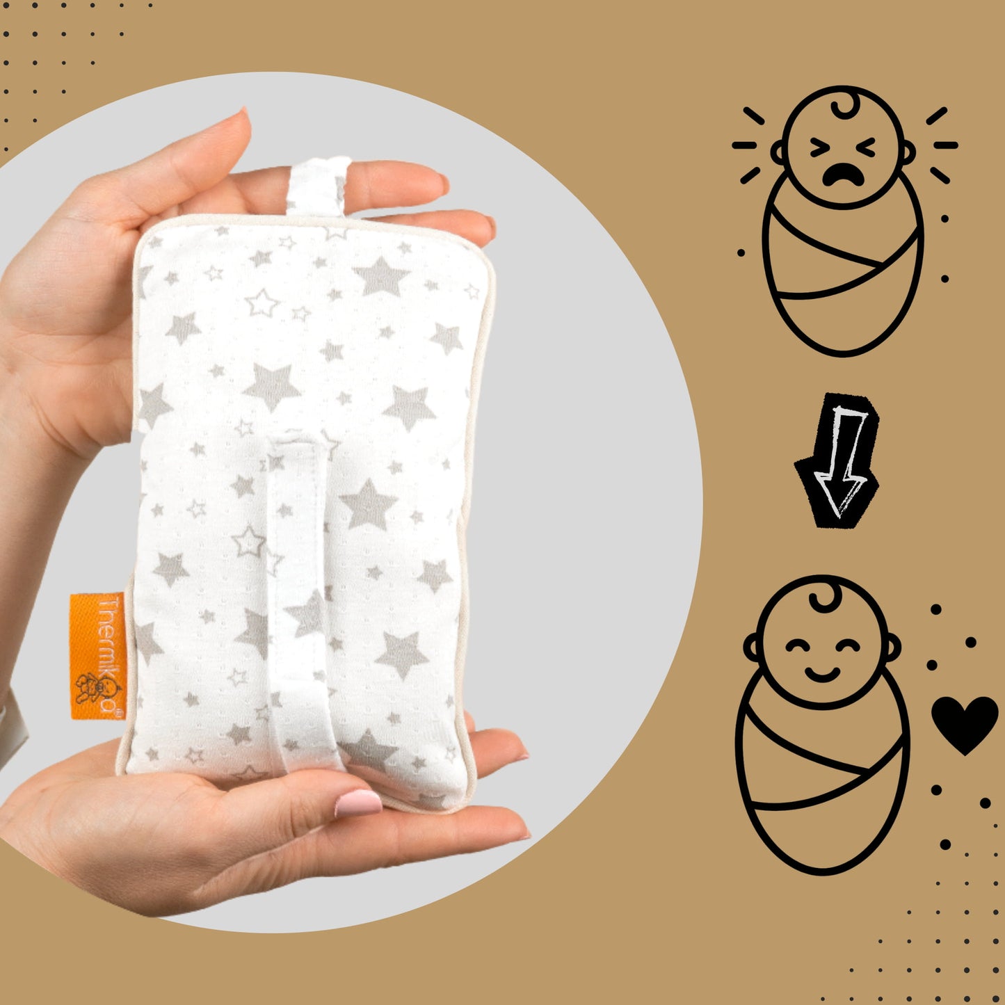 Cinturón Anticólicos con Saquito de Semillas (Estrellas) - Ese abrazo calentito que reconforta la barriguita