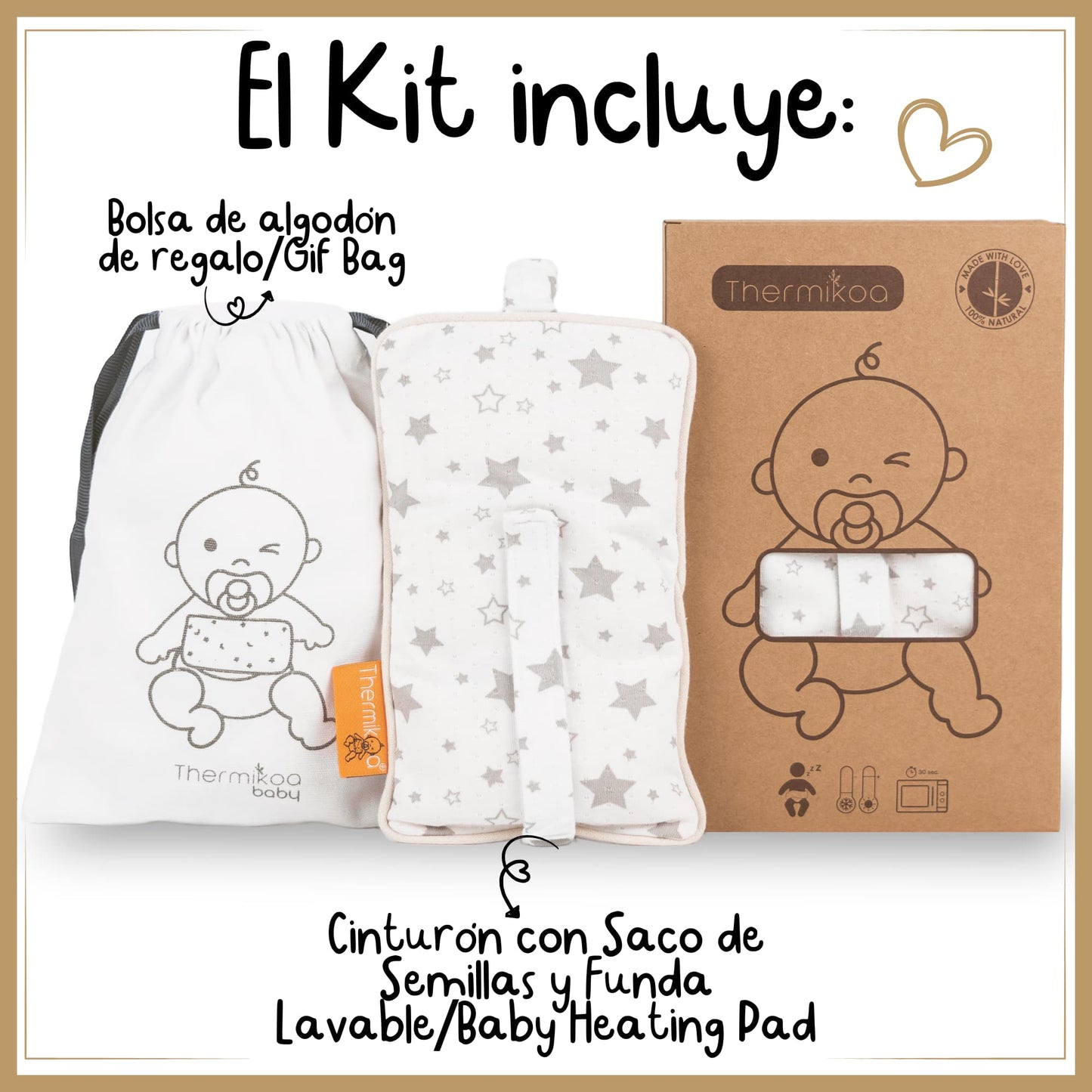 Cinturón Anticólicos con Saquito de Semillas (Estrellas) - Ese abrazo calentito que reconforta la barriguita
