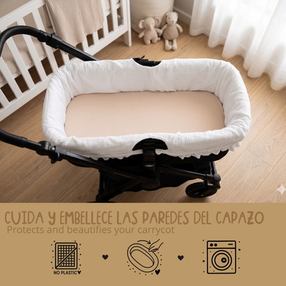 Funda Capazo Universal Bebé Cubre Paredes Bambula con Volantes