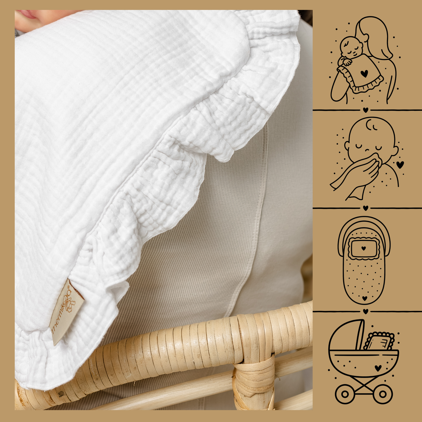 Pack de 2 Salvababas para Capazo y Cuna Blanco/Gris - Protección con ese toque especial (Copia)