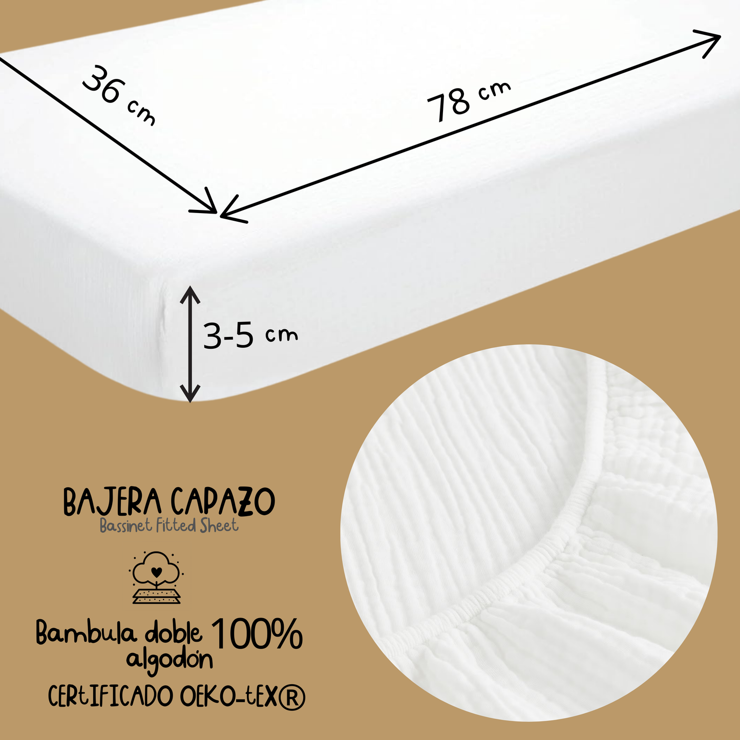 Kit Sábana Bajera + 2 Salvababas para Capazo o Minicuna - Lo esencial para su nidito (sin complicarte la vida)