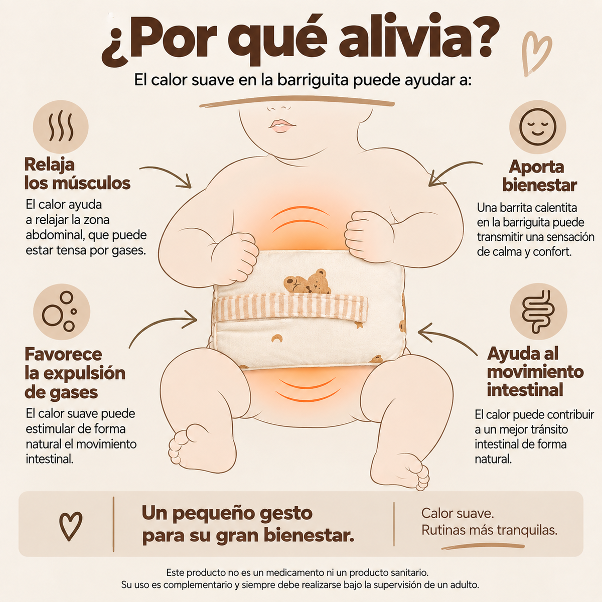 Cinturón Térmico para Bebé | Calor Suave y Reconfortante (sin Flores de Lavanda)